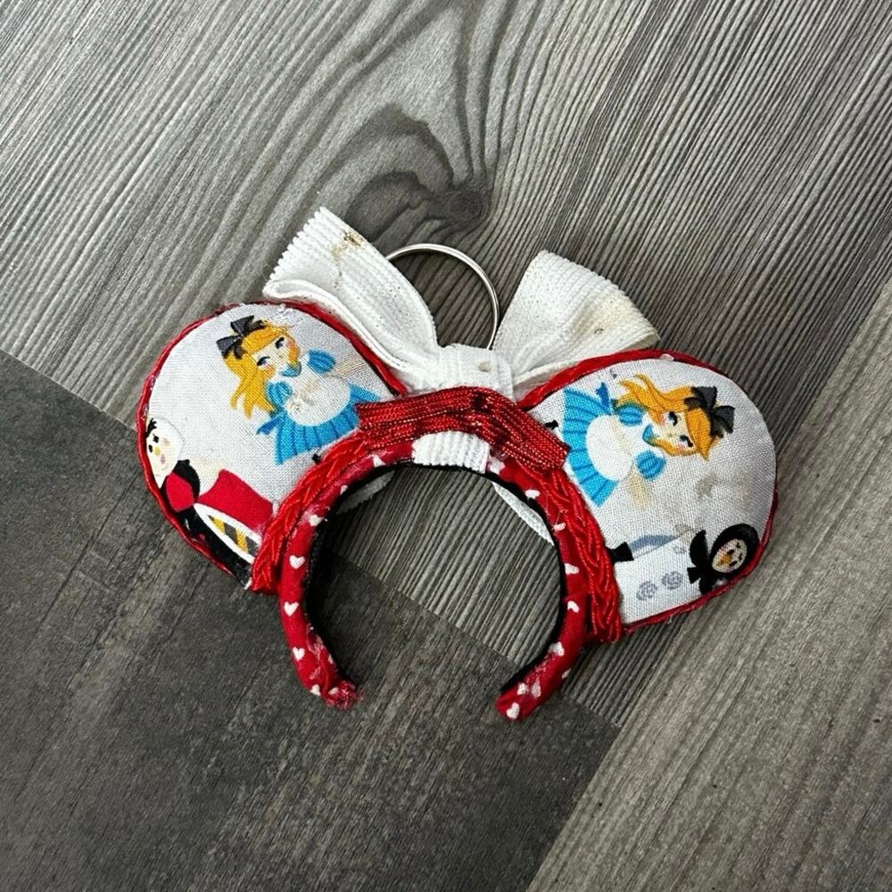 handmade disney alice in wonderland mickey ear keychain